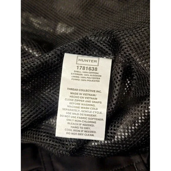 HUNTER Women's M Rubberized Cotton Smock Hooded Rain Jacket Black NWOT - Picture 12 of 13